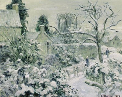 Effect van Sneeuw met Koeien in Montfoucault, 1874 door Camille Jacob Pissarro